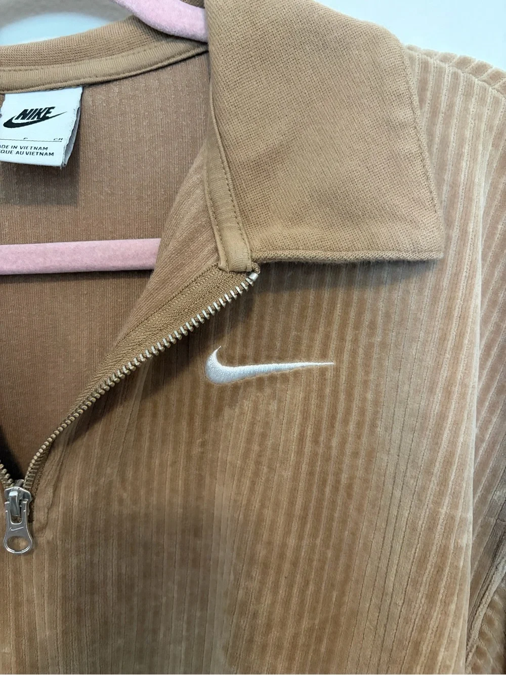 Nike Brown Velour Half-Zip Pullover